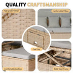 4-Pieces UV-Proof Resin Wicker Patio Sofa Set with Retractable Canopy, Cushions & Lifting Table
