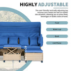 4-Pieces UV-Proof Resin Wicker Patio Sofa Set with Retractable Canopy, Cushions & Lifting Table