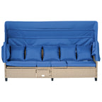 4-Pieces UV-Proof Resin Wicker Patio Sofa Set with Retractable Canopy, Cushions & Lifting Table