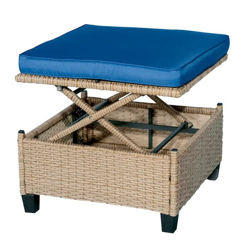 4-Pieces UV-Proof Resin Wicker Patio Sofa Set with Retractable Canopy, Cushions & Lifting Table