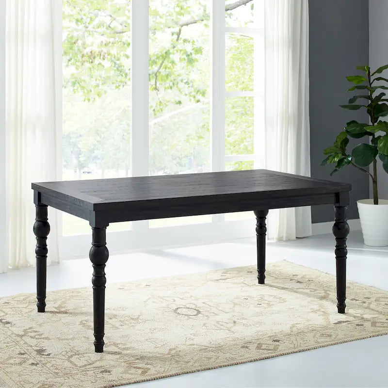 Indoor Dining Table and Chair Sets Rustic Farmhouse Dining Table and Chair Sets with Turned Legs and Button Tufted Backrest