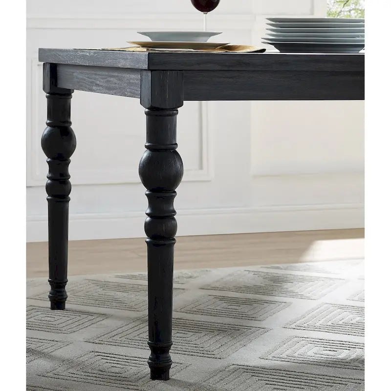 Indoor Dining Table and Chair Sets Rustic Farmhouse Dining Table and Chair Sets with Turned Legs and Button Tufted Backrest