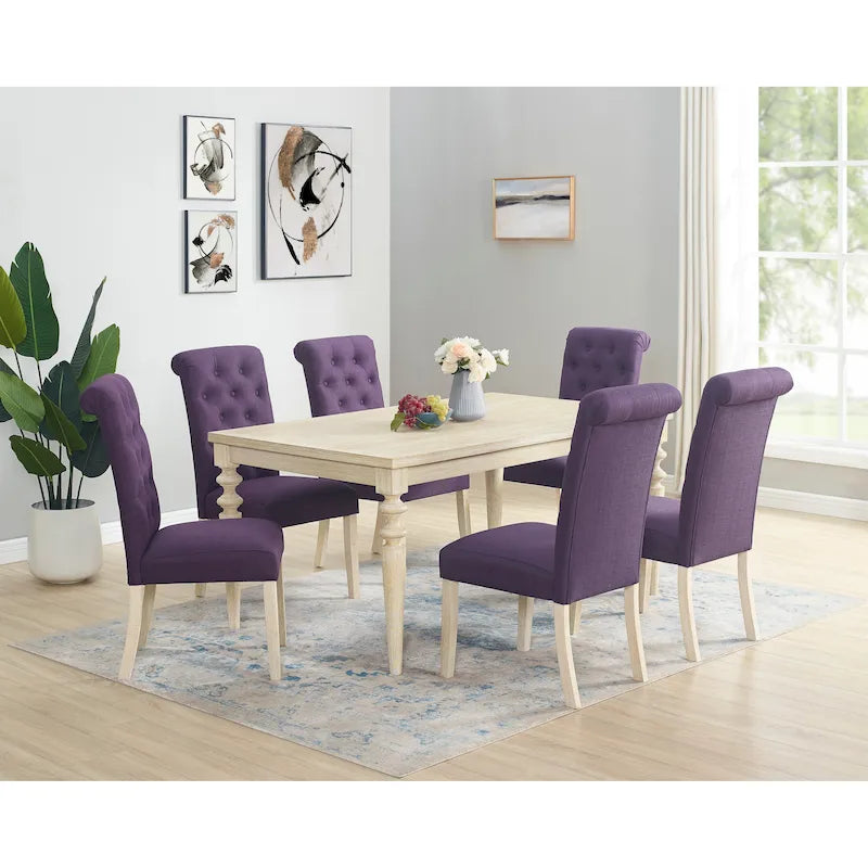 Set tavolo da pranzo e sedie moderno Set tavolo da pranzo e sedie per feste a casa con 6 sedie capitonné e gambe tornite per la cucina