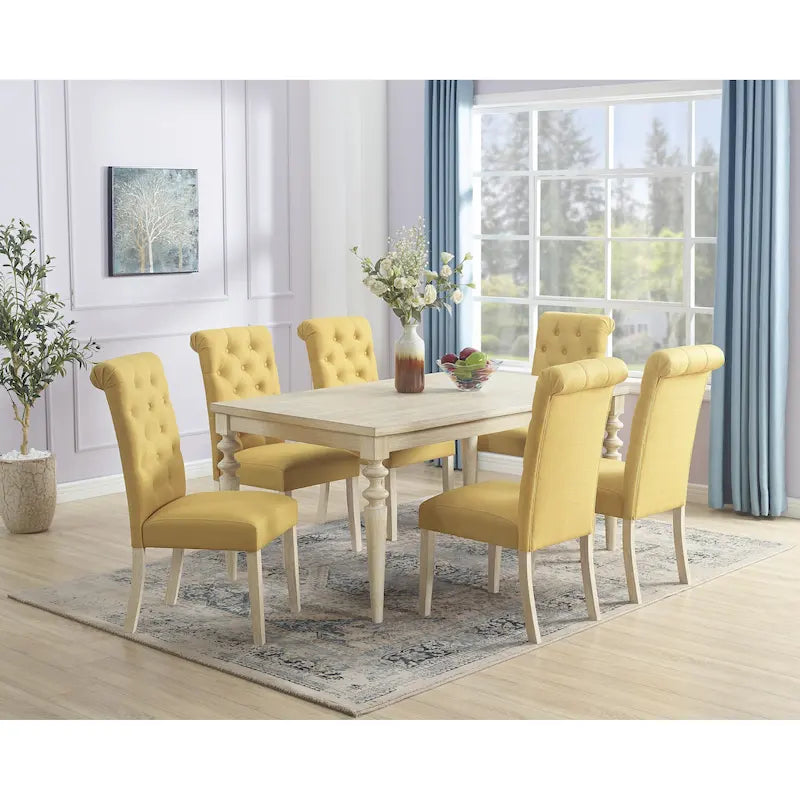 Set tavolo da pranzo e sedie moderno Set tavolo da pranzo e sedie per feste a casa con 6 sedie capitonné e gambe tornite per la cucina