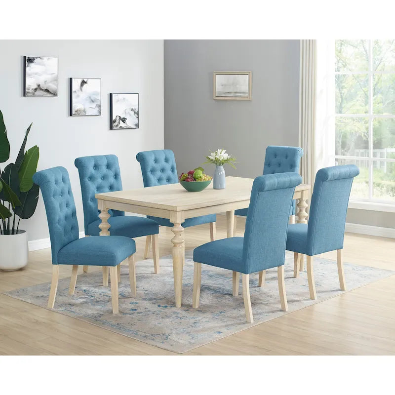 Set tavolo da pranzo e sedie moderno Set tavolo da pranzo e sedie per feste a casa con 6 sedie capitonné e gambe tornite per la cucina