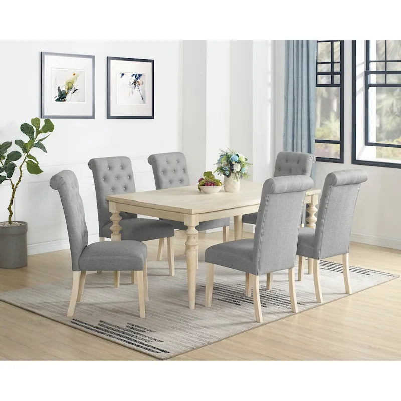 Set tavolo da pranzo e sedie moderno Set tavolo da pranzo e sedie per feste a casa con 6 sedie capitonné e gambe tornite per la cucina
