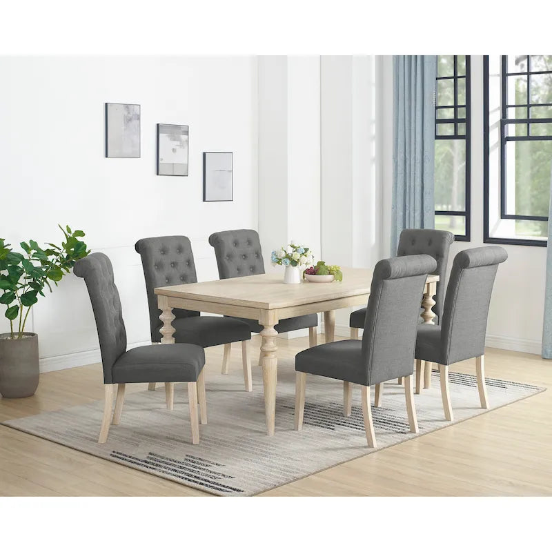Set tavolo da pranzo e sedie moderno Set tavolo da pranzo e sedie per feste a casa con 6 sedie capitonné e gambe tornite per la cucina