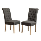 Modern Dining Table and Chairs Set Home Party Dining Table and Chairs Set with 6 Tufted Chairs and Turned Leg for Kitchen