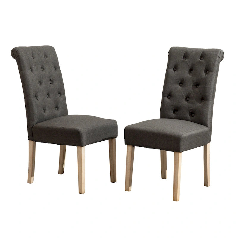 Modern Dining Table and Chairs Set Home Party Dining Table and Chairs Set with 6 Tufted Chairs and Turned Leg for Kitchen