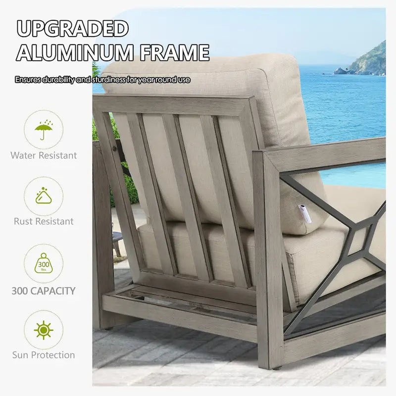 Outdoor Conversation Sofa Chair Furniture with Sunbrella Fabric Cushion