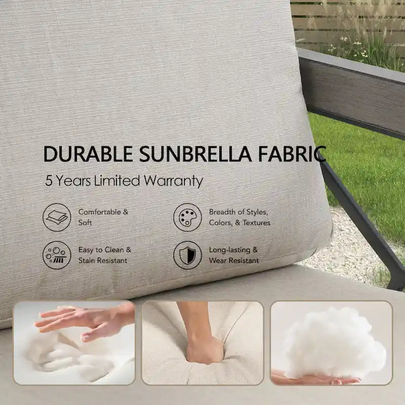 Outdoor Conversation Sofa Chair Furniture with Sunbrella Fabric Cushion