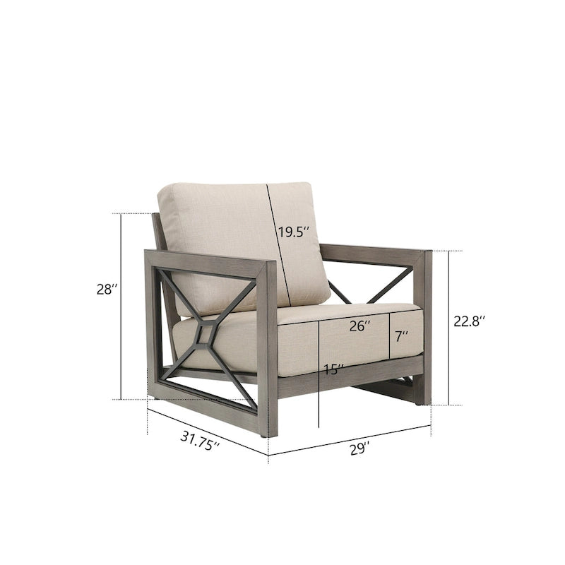 Outdoor Conversation Sofa Chair Furniture with Sunbrella Fabric Cushion