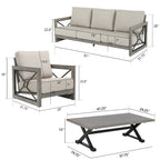 Outdoor Conversation Sofa Chair Furniture with Sunbrella Fabric Cushion