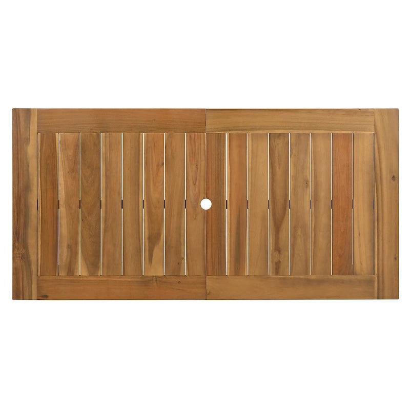 Set da pranzo rettangolare da 7 pezzi per esterni con 2 poltrone, 4 sedie, foro per ombrellone, cuscini rimovibili
