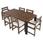 Set da pranzo rettangolare da 7 pezzi per esterni con 2 poltrone, 4 sedie, foro per ombrellone, cuscini rimovibili