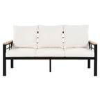 5-Piece Outdoor Patio Iron Conversation Sofa Set with Coffee Table and Bench