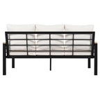 5-Piece Outdoor Patio Iron Conversation Sofa Set with Coffee Table and Bench