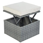 Set 6 Pezzi Letto da Giorno Rotondo in Rattan per Esterni con Baldacchino Retrattile e Tavolo Sollevabile