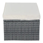 Set 6 Pezzi Letto da Giorno Rotondo in Rattan per Esterni con Baldacchino Retrattile e Tavolo Sollevabile