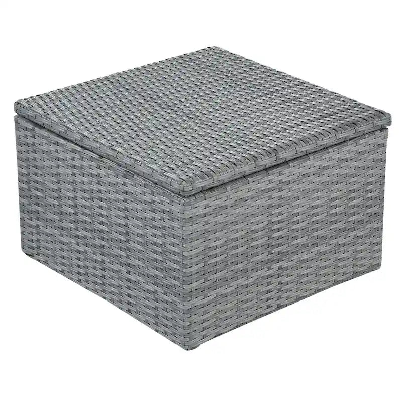 Set 6 Pezzi Letto da Giorno Rotondo in Rattan per Esterni con Baldacchino Retrattile e Tavolo Sollevabile