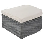 Set 6 Pezzi Letto da Giorno Rotondo in Rattan per Esterni con Baldacchino Retrattile e Tavolo Sollevabile
