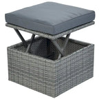 Set 6 Pezzi Letto da Giorno Rotondo in Rattan per Esterni con Baldacchino Retrattile e Tavolo Sollevabile