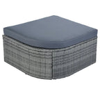Set 6 Pezzi Letto da Giorno Rotondo in Rattan per Esterni con Baldacchino Retrattile e Tavolo Sollevabile