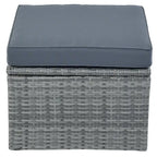 Set 6 Pezzi Letto da Giorno Rotondo in Rattan per Esterni con Baldacchino Retrattile e Tavolo Sollevabile