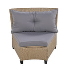 130.3 Outdoor Rattan Half-Moon Sectional Sofa Set with Coffee Table and Side Table, Free Combination
