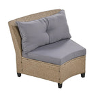 130.3 Outdoor Rattan Half-Moon Sectional Sofa Set with Coffee Table and Side Table, Free Combination