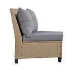 130.3 Outdoor Rattan Half-Moon Sectional Sofa Set with Coffee Table and Side Table, Free Combination
