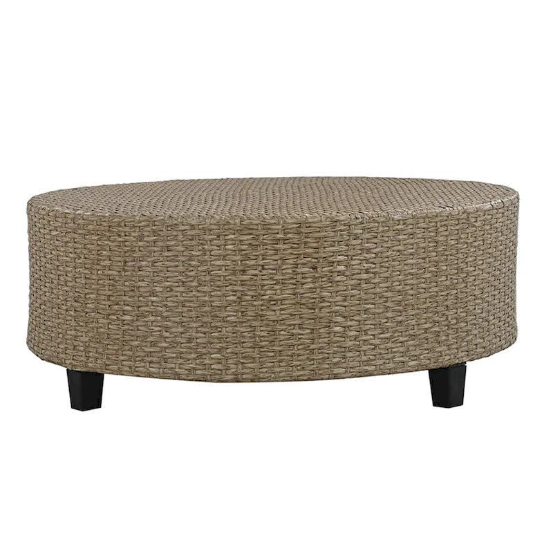 130.3 Outdoor Rattan Half-Moon Sectional Sofa Set with Coffee Table and Side Table, Free Combination