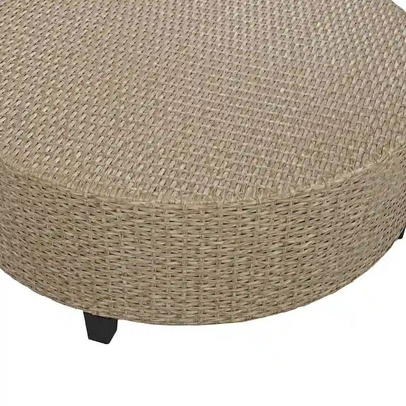 130.3 Outdoor Rattan Half-Moon Sectional Sofa Set with Coffee Table and Side Table, Free Combination