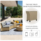 130.3 Outdoor Rattan Half-Moon Sectional Sofa Set with Coffee Table and Side Table, Free Combination