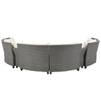 130.3 Outdoor Rattan Half-Moon Sectional Sofa Set with Coffee Table and Side Table, Free Combination