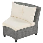 130.3 Outdoor Rattan Half-Moon Sectional Sofa Set with Coffee Table and Side Table, Free Combination