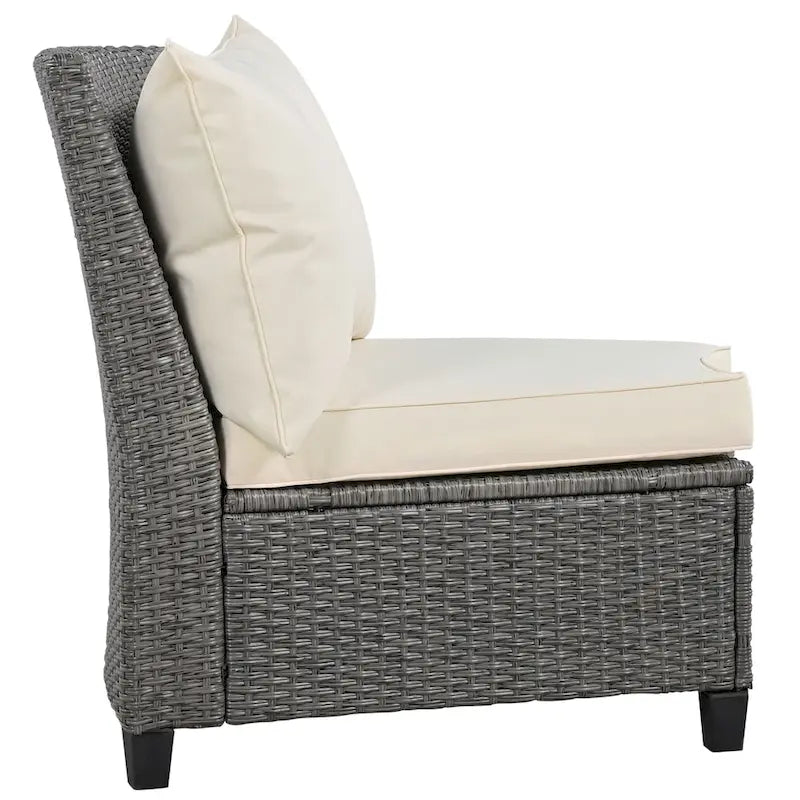 130.3 Outdoor Rattan Half-Moon Sectional Sofa Set with Coffee Table and Side Table, Free Combination