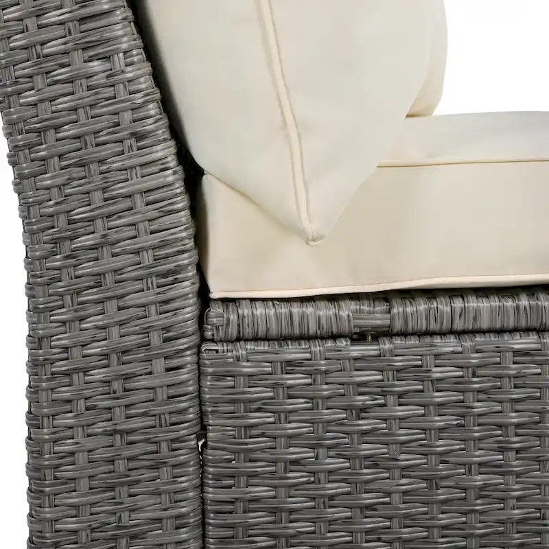 130.3 Outdoor Rattan Half-Moon Sectional Sofa Set with Coffee Table and Side Table, Free Combination