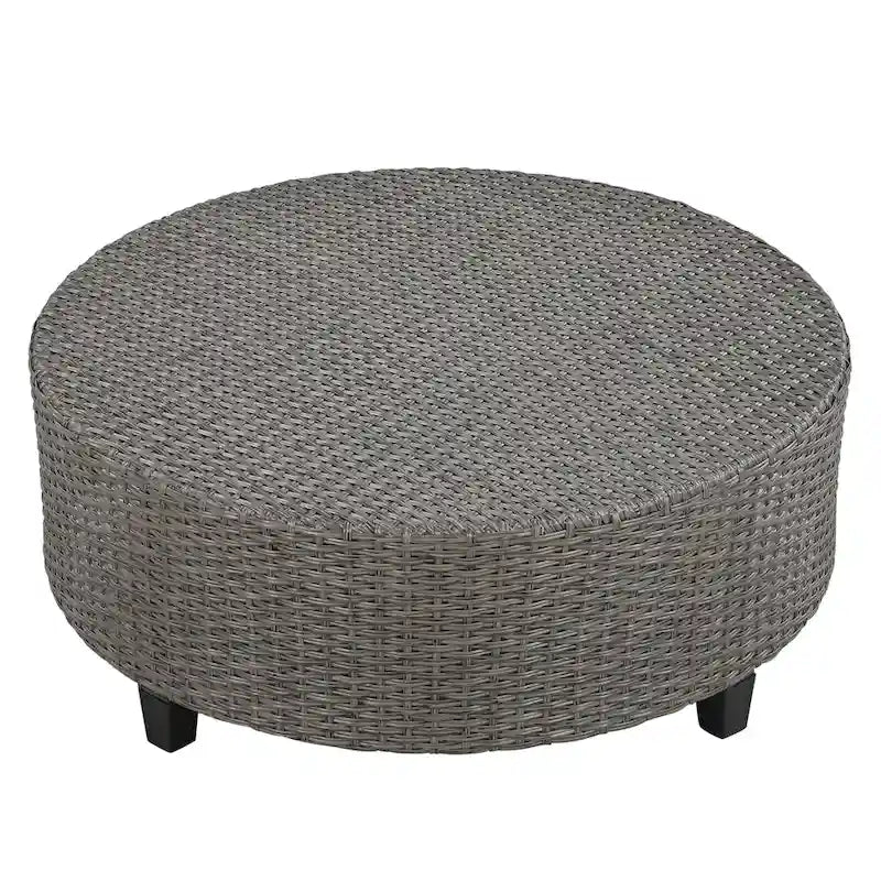 130.3 Outdoor Rattan Half-Moon Sectional Sofa Set with Coffee Table and Side Table, Free Combination
