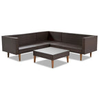 4-Pieces Outdoor L-shape Wicker Sofa Set with Colorful Pillows