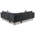 4-Pieces Outdoor L-shape Wicker Sofa Set with Colorful Pillows