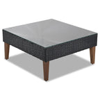 4-Pieces Outdoor L-shape Wicker Sofa Set with Colorful Pillows