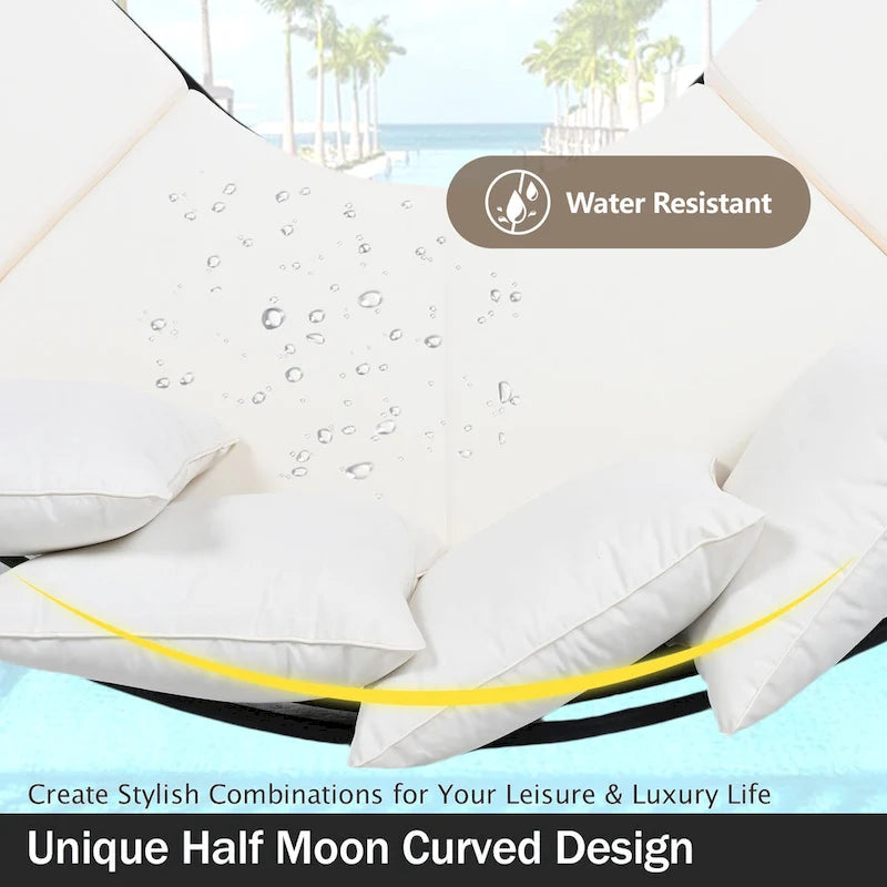 Patio All Weather Half- Moon Curved Furniture Sofa Set with Coffee Table
