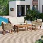 4-Pieces Outdoor Furniture Set with Cushions