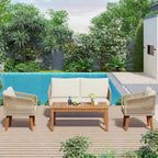 4-Pieces Outdoor Furniture Set with Cushions