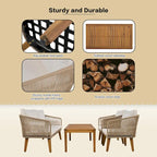 4-Pieces Outdoor Furniture Set with Cushions