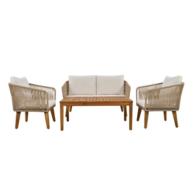 4-Pieces Outdoor Furniture Set with Cushions