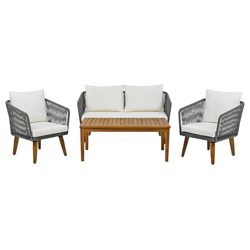 4-Pieces Outdoor Furniture Set with Cushions