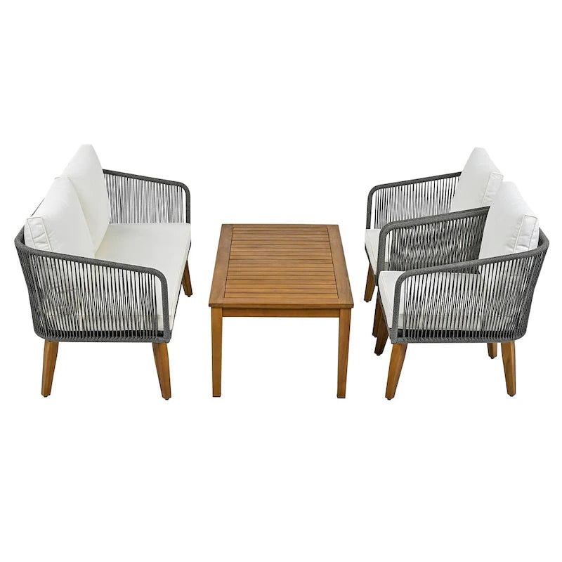 4-Pieces Outdoor Furniture Set with Cushions
