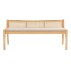 Framed Woven Rattan Cane Bench - 52.5 - Beige